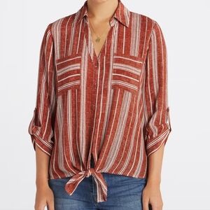 Fortune + Ivy Blake Tie Front Blouse, Size Small